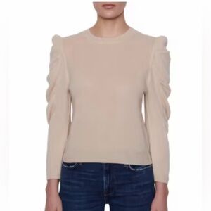 Frame Cream Puff-Sleeve Crewneck Sweater